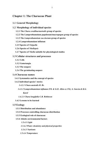 Chapter 1: The Characeae Plant