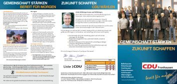 ZUKUNFT SCHAFFEN CDU WÄHLEN Liste 1 - CDU Fronhausen