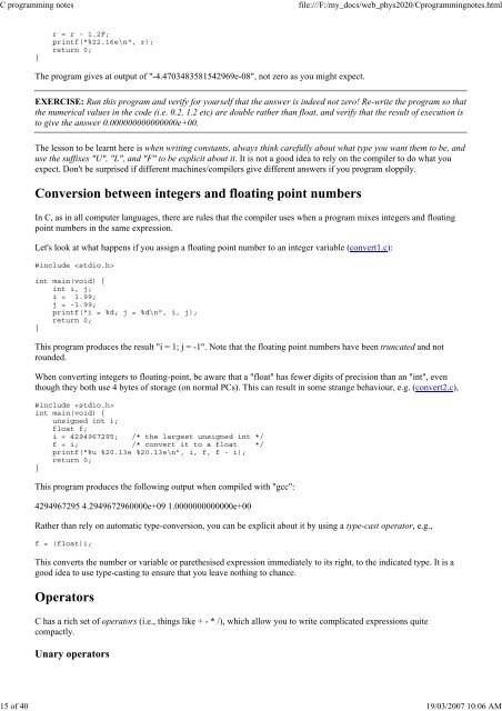 C programming notes - School of Physics