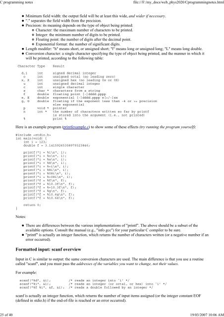 C programming notes - School of Physics