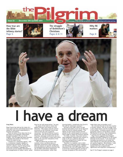 Issue 23 - The Pilgrim - December 2013 - The newspaper of the Archdiocese of Southwark