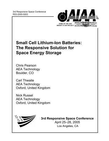 Small Cell Lithium-Ion Batteries: The Responsive Solution for Space ...