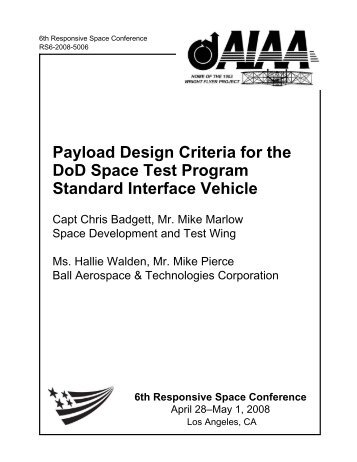 Payload Design Criteria for the DoD Space Test Program Standard ...