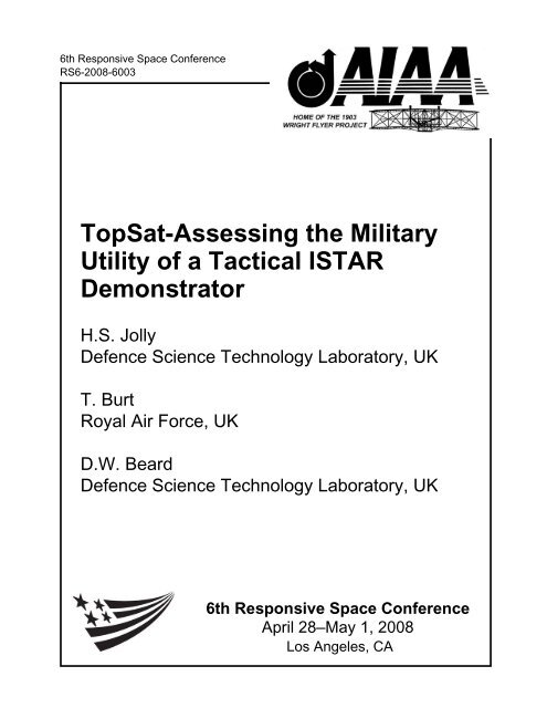 TopSat-Assessing the Military Utility of a Tactical ISTAR Demonstrator