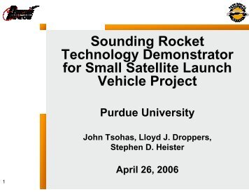 Sounding Rocket Technology Demonstrator for Small Satellite ...