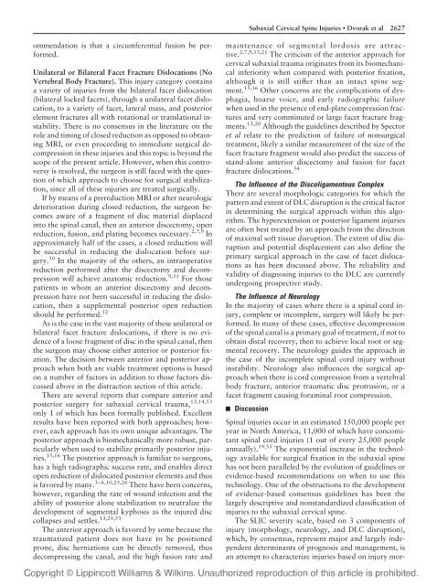 The Surgical Approach to Subaxial Cervical Spine Injuries