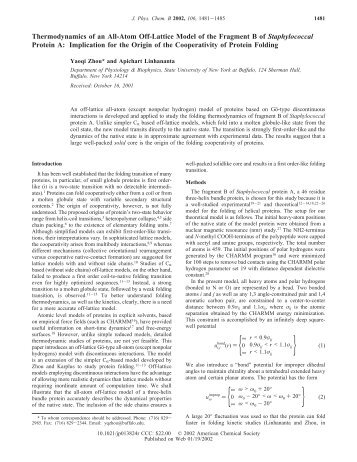 Thermodynamics of an All-Atom Off-Lattice Model ... - Yaoqi Zhou Lab