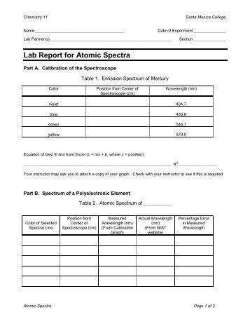 Atomic Spectra A Report - Santa Monica College