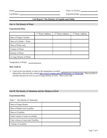 lab report on mass and volume The most common we find in the laboratory setting are mass and volume - experiment 1: densities of solids & liquids: mass/volume measurements essay introduction using these two variables, a value for density can be found using the equation: d = m/v. lab report on mass and volume The most common we find in the laboratory setting are mass and volume - experiment 1: densities of solids & liquids: mass/volume measurements essay introduction using these two variables, a value for density can be found using the equation: d = m/v.