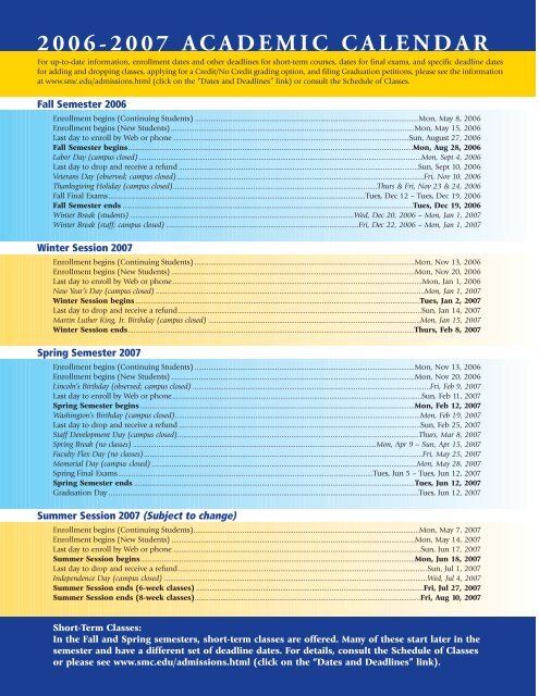 Class Schedules - Santa Monica College