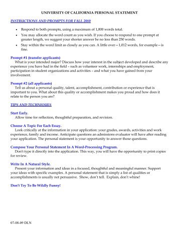 University of california personal statement