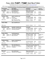 FALL 2012 PART-TIME INSTRUCTORS