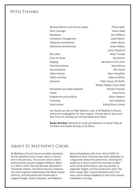Programme: Â£1 - St Matthew's Choir