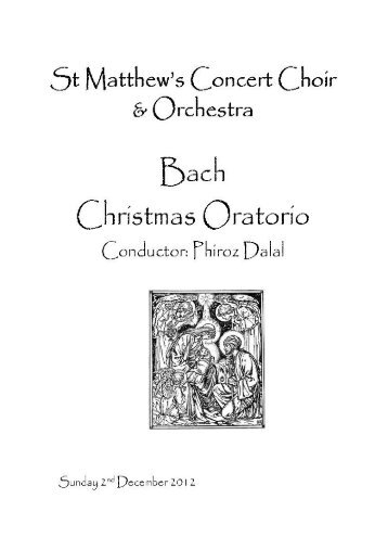 Bach Christmas Oratorio Programme - St Matthew's Choir