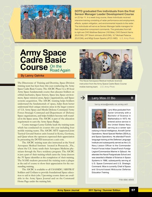 Spring 2011 - Space and Missile Defense Command - U.S. Army