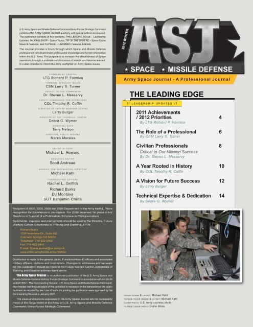 2012 Winter - Space and Missile Defense Command - U.S. Army