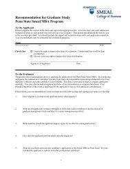 Recommendation Form - Smeal College of Business