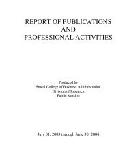 report of publications and professional activities - Smeal College of ...