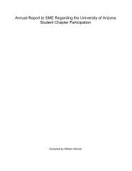 Annual Report to SME Regarding the University of Arizona Student ...