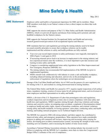 Mine Safety & Health - SME