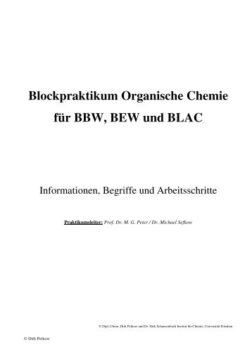 Blockpraktikum Organische Chemie für BBW, BEW und BLAC