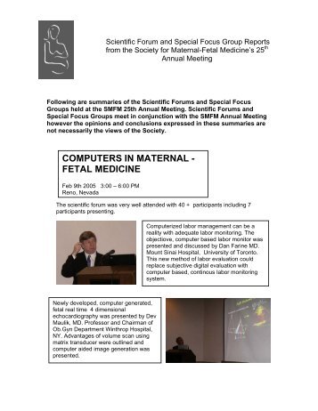 Agenda for Computers in Perinatal Medicine meeting 2002
