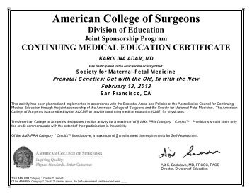 American College of Surgeons - Society for Maternal-Fetal Medicine