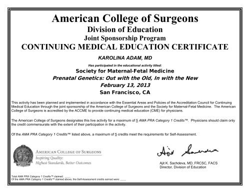 American College of Surgeons - Society for Maternal-Fetal Medicine
