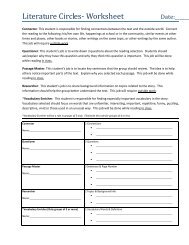 Literature Circles- Worksheet