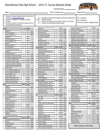 2012-13 Course Selection Sheet - Stow Munroe Falls City School ...