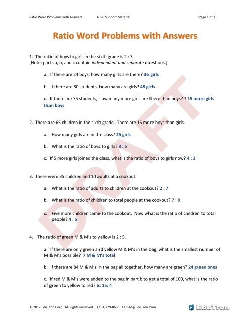 06-Ratio Word Problems With Answers.pdf - Engageny