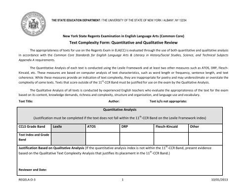 Text Complexity Form - EngageNY