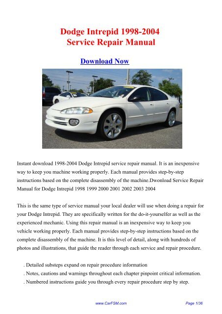 1998-2004 Dodge Intrepid Workshop Manual - Repair manual