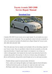 free 2001 toyota avalon repair manual