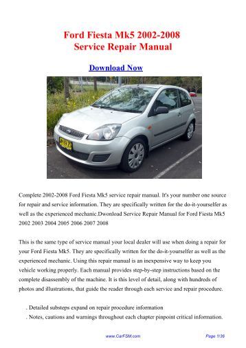 Ford Fiesta 2002 Service Manual Download