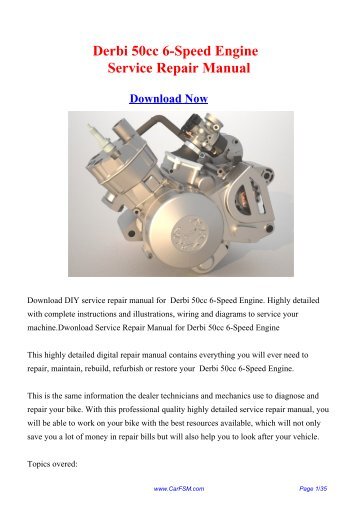 Derbi 50cc 6-Speed Engine Workshop Manual - Repair manual