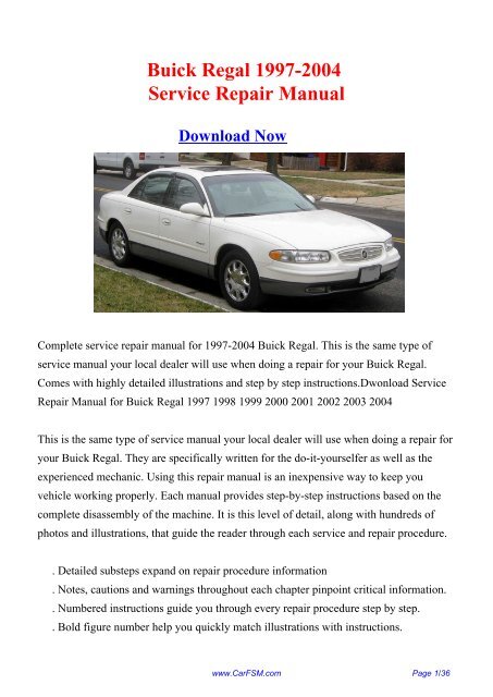 1997-2004 Buick Regal Service Repair Manual