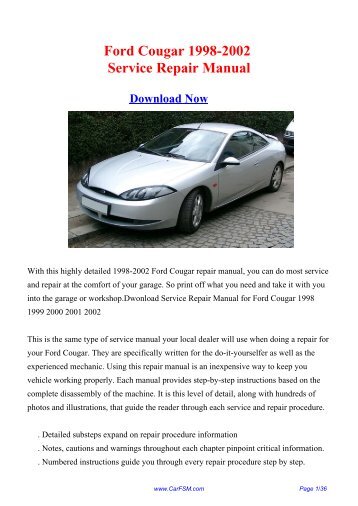 Ford Cougar 1998-2002 Service Repair Manual