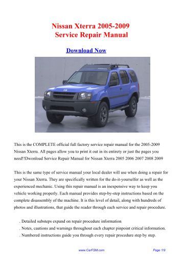 2001 Nissan Xterra Owners Manual