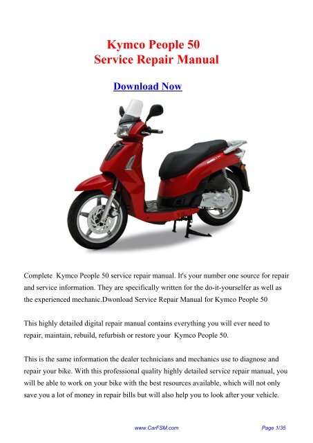 Download Kymco People 50 Service Repair Manual