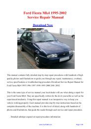 Ford Fiesta Mk4 1995-2002 Workshop Manual - Repair manual