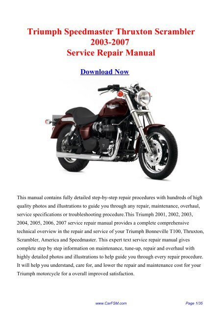 Download Triumph Speedmaster Thruxton ... - Repair manual