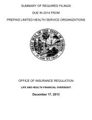 PLHSO Filing Requirements - Florida Office of Insurance Regulation