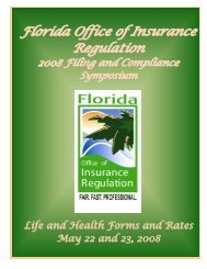 (850) 413-3152 Fax - Florida Office of Insurance Regulation