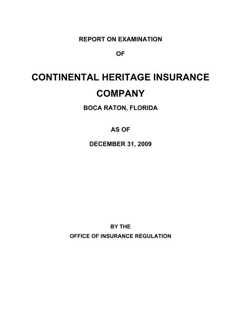 Continental Heritage Insurance Company (12/31/2009)