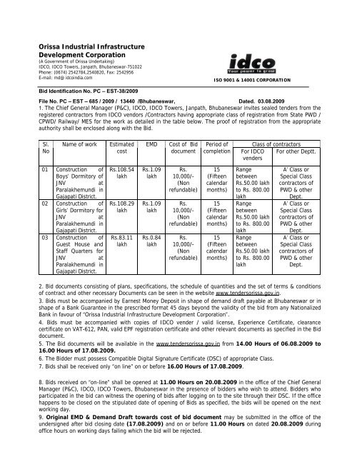 Orissa Industrial Infrastructure Development Corporation - IDCO