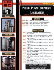Phenol Plant Equipmet - Louisiana Chemical Equipment Co. LLC