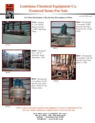 Louisiana Chemical Equipment Co. Featured Items For Sale