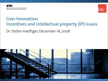 User Innovation Incentives and intellectual property (IP) issues - SMI