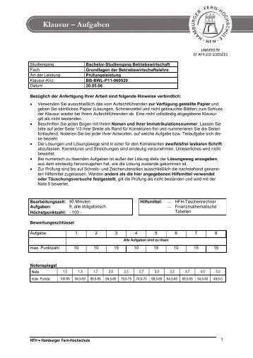 HFH â¢ Hamburger Fern-Hochschule 1 Studiengang Bachelor ...